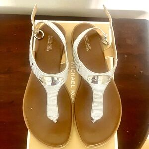 Michael Kors Plate Thong Sandals in Silver